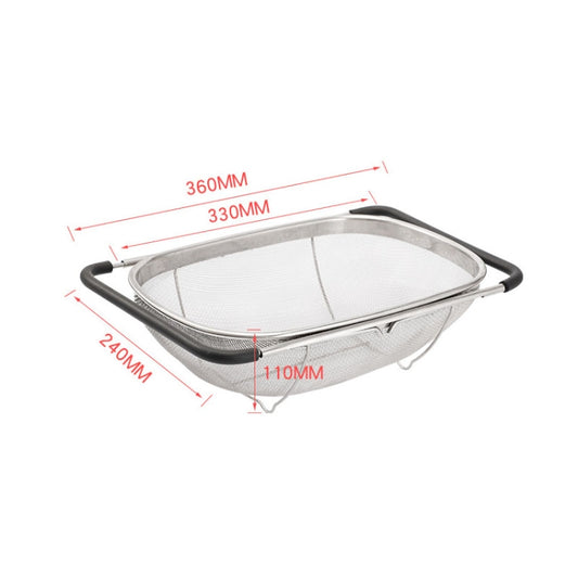 Stainless Steel Foldingf Filter Kitchen Tools Drainage Household Retractable Vegetable Fruit Basket, 24x34x11cm, 18x27x11cm