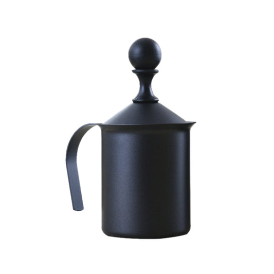 Pump Creamer Stainless Steel Double Mesh Manual Coffee Milk Foam Frothing Pitcher Froth Pump Foamer Cup, 400cc, 800cc