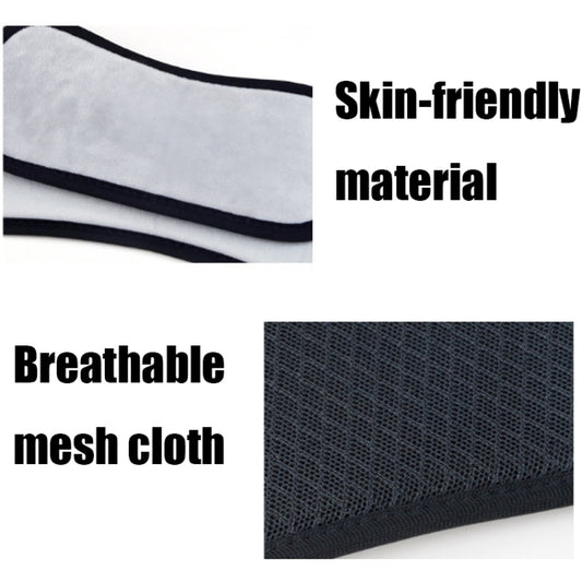 Neck stretcher hammock close-up of black breathable mesh fabric and soft trim