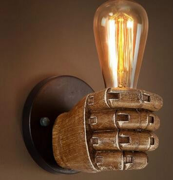 Creative Personality Fist Wall Lamp Bedroom Bedside Restaurant Cafe Resin Decorative Antique Lamps, Right Hand, Left Hand