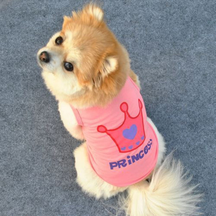 Pink dog crown vest with heart crown graphic and 'Princess' text