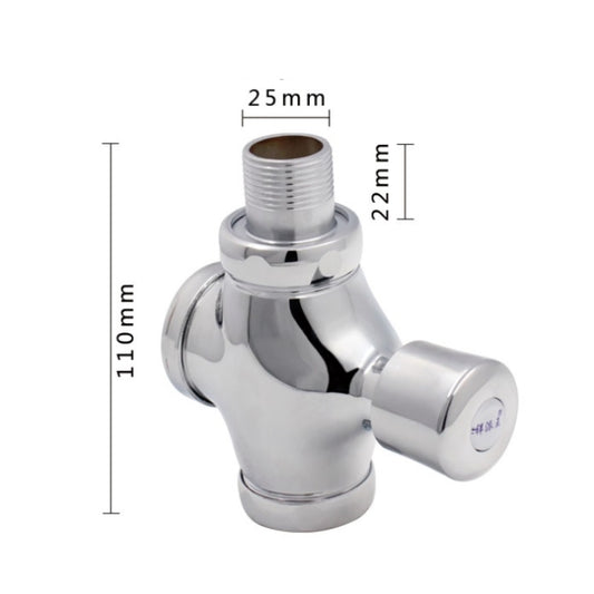 Chrome urinal flush valve, 25 mm inlet, 22 mm top to outlet height