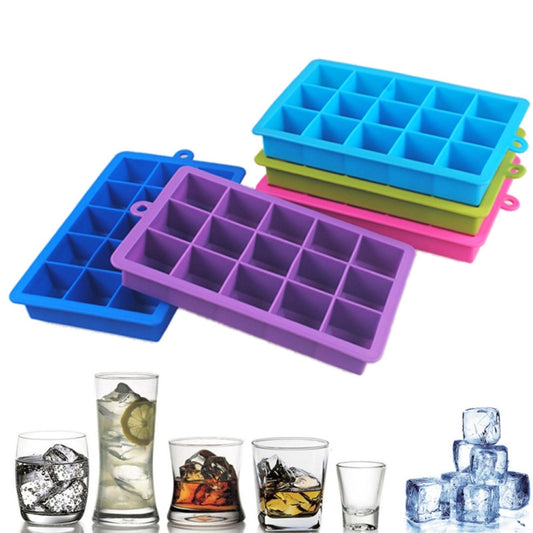15 Grids DIY Big Ice Cube Mold Square Shape Silicone Ice Tray Fruit Ice Cream Maker