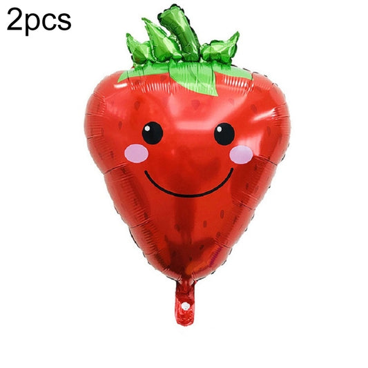 2 PCS Cartoon Vegetables and Fruits Aluminum Film Balloon Children Party Decoration Supplies Inflatable Toys, Strawberry, Broccoli, Grape, Carrot, Banana, Corn, Tomato, Orange