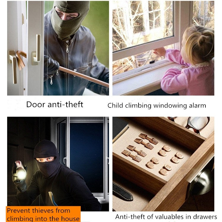 Door anti-theft alarm system for door and window use with remote control fob