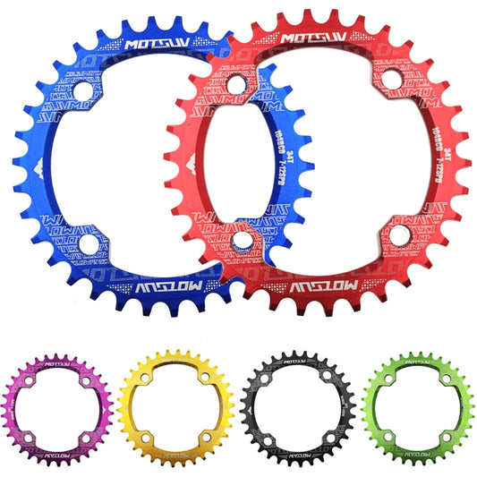 MOTSUV Round Narrow Wide Chainring MTB Bicycle 104BCD Tooth Plate Parts, Disk 32T, Disk 34T, Disk 36T, Disk 38T, Elliptic plate 32T, Elliptic plate 34T, Elliptic plate 36T, Elliptic plate 38T
