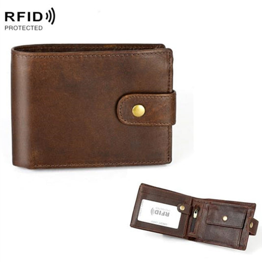 Crazy Horse Pattern Multi-bit Leather Card Bag Anti-magnetic RFID Men Wallet, RFID Men Wallet