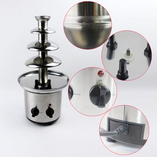 4 Layers Electrical Chocolate Fountain Chocolate Melt Fondue Waterfall Machine, 4 Tiers