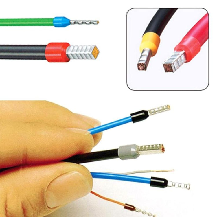 Crimp terminals and stripped wire ends for use with crimping pliers.