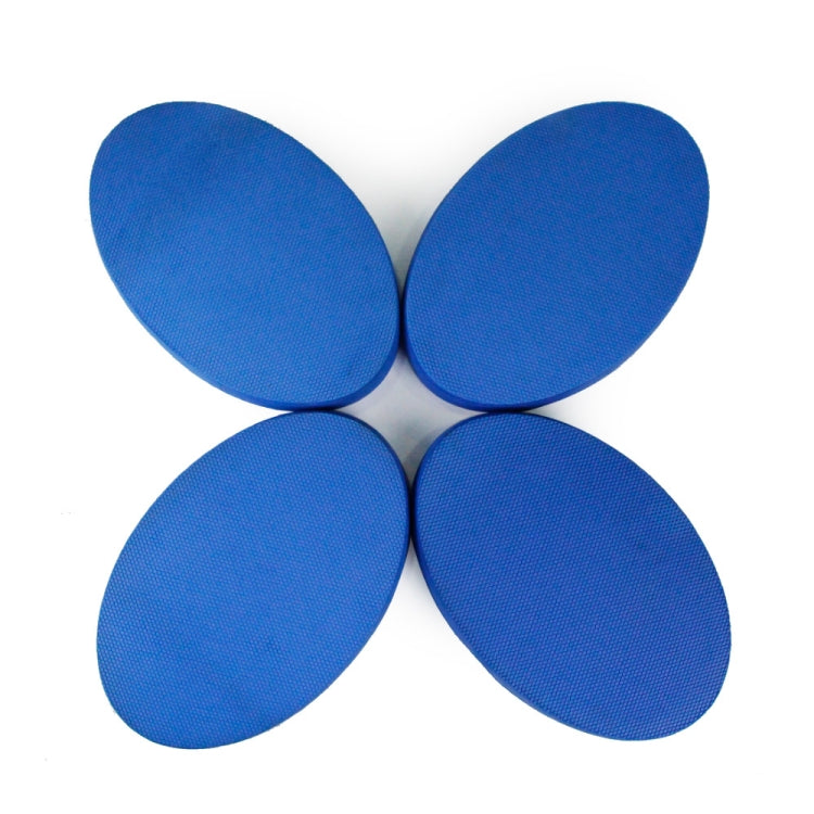 Set of four blue oval balance pads with textured non-slip surface
