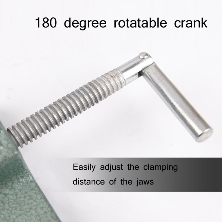 Flat-nose clamp threaded screw with 180-degree rotatable crank handle