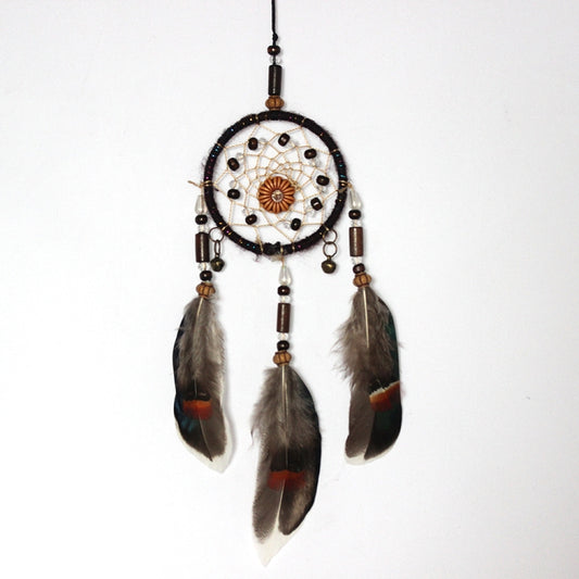 Retro Single Ring Feather Dream Catcher Hanging Window Decoration, MS0193
