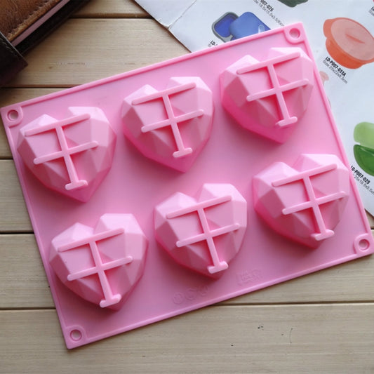 6 in 1 Heart Shape Silicone Mold For Baking Mousse Cake DIY Silicone Molds, 6 in 1 Heart Shape