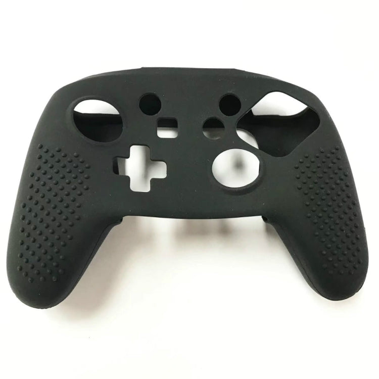 Black silicone protective controller case with textured grips and joystick cutouts
