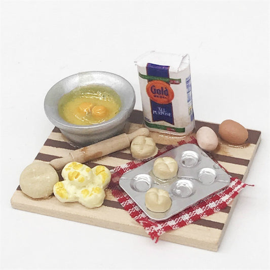 1:12 Mini House Toy Simulation Chopping Board Dessert Making Bread Table, Chopping Board