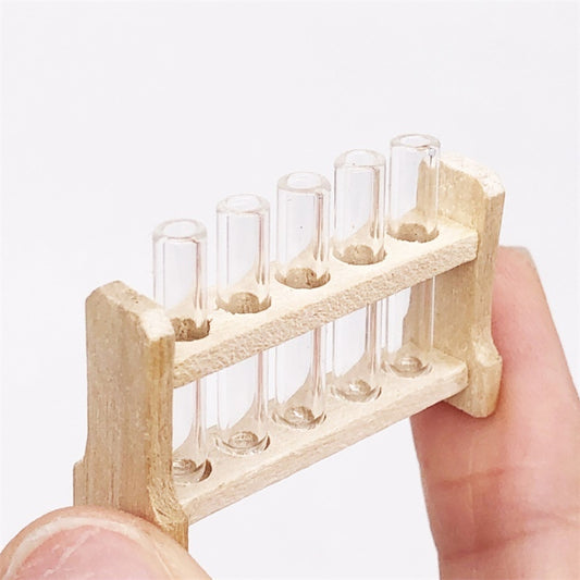 3 Sets 1:12 mini Doll House Dollhouse Iaboratory Glass Tube Test Tube Rack Miniature Food Play Scene Model, Glass Tube Test