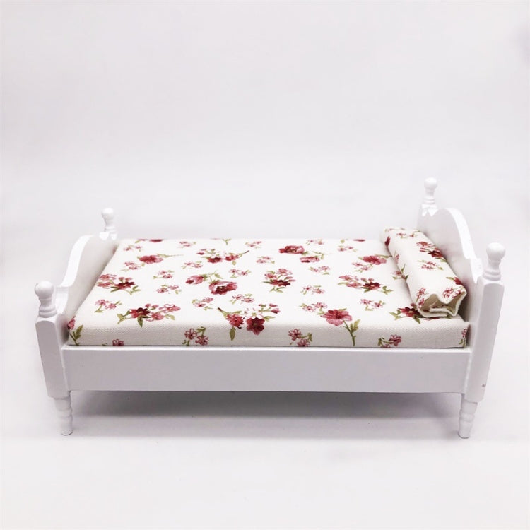 1:12 Mini House Toy Simulation Bedroom White Single Bed, Bedroom White Single Bed