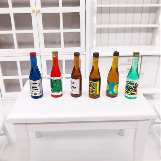 18 PCS / 3 Pack 1:12 Mini Dollhouse Pocket Simulation Fruit Wine Drink Bottle Ornaments Model, Wine Drink Bottle