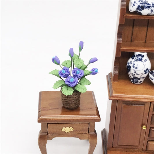 1:12 Mini House Toy Simulation Purple Rose Flowers Model Toy, Purple Rose Flowers