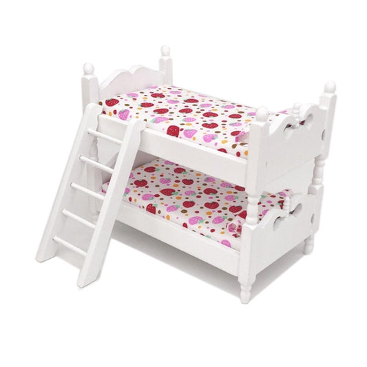 1:12 Mini House Toy Simulation Children Wooden Bunk Bed