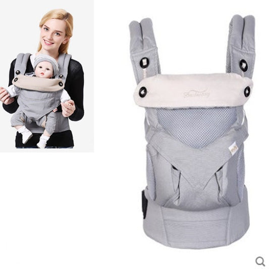 Multifunctional baby carrier in space gray with adjustable front hood and straps