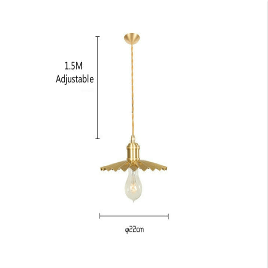 Vintage Nostalgic Brass Pleated Chandelier, with 5W White Light LED Pure Copper Single Head, with 5W Warm White Light LED Pure Copper Single Head, with 5W Three-Color Light LED Pure Copper Single Head, without Light Source Pure Copper Single Head