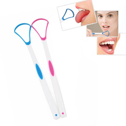 2 PCS Tongue Coating Cleaning Scraper To Remove Bad Breath Tongue Brush Random Color Delivery