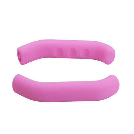 Pair of pink silicone brake protective covers for bicycles and scooters, curved design