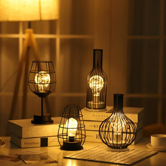 Retro Classic Iron Art LED Table Lamp Reading Lamp Night Light Bedroom Lamp Desk Lighting Home Decoration, Red Wine Glass, Red Wine Bottle, Wake up Bottle, Separate Jug, Red Wine Glass + Red Wine Bottle, Red Wine + Red Wine + Hangover