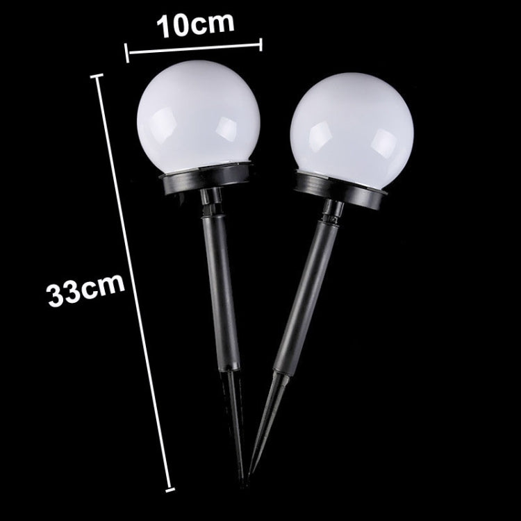 Solar ground bulb lights with 10cm globe and 33cm stakes, pair shown