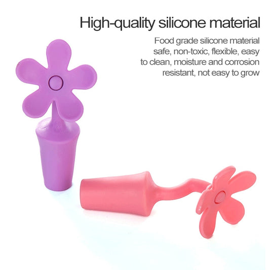 5 PCS Silicone Wine Stopper Flower Beer Stopper, 5 PCS Flower Shape(Green), 5 PCS Flower Shape(Purple), 5 PCS Flower Shape(Red), 5 PCS Flower Shape(Blue)