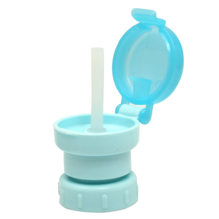 Children's anti-overflow straw cap with built-in straw, light blue