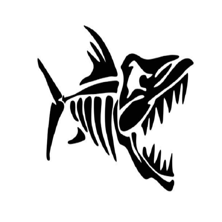 Black fish bone cartoon car decal sticker, standalone design