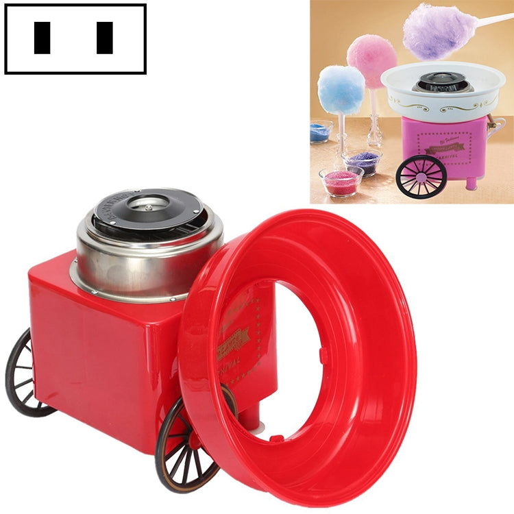 Red cotton candy trolley mini machine with large front spinning head and wheels