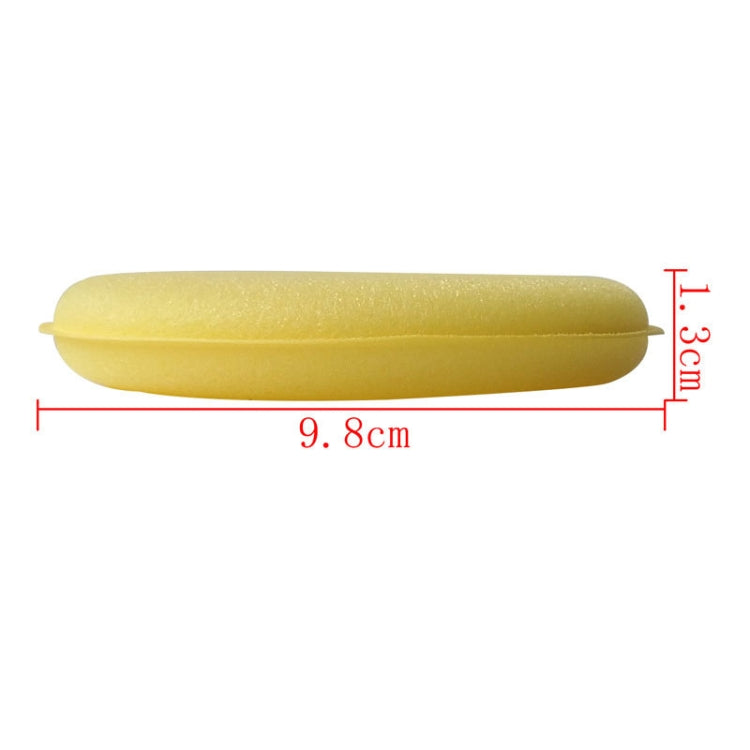 Yellow foam waxing sponge pad, 9.8 cm length and 1.3 cm height measurement