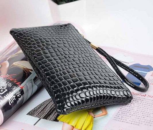 Fashion Long Crocodile Pattern Ladies Clutch Wallet