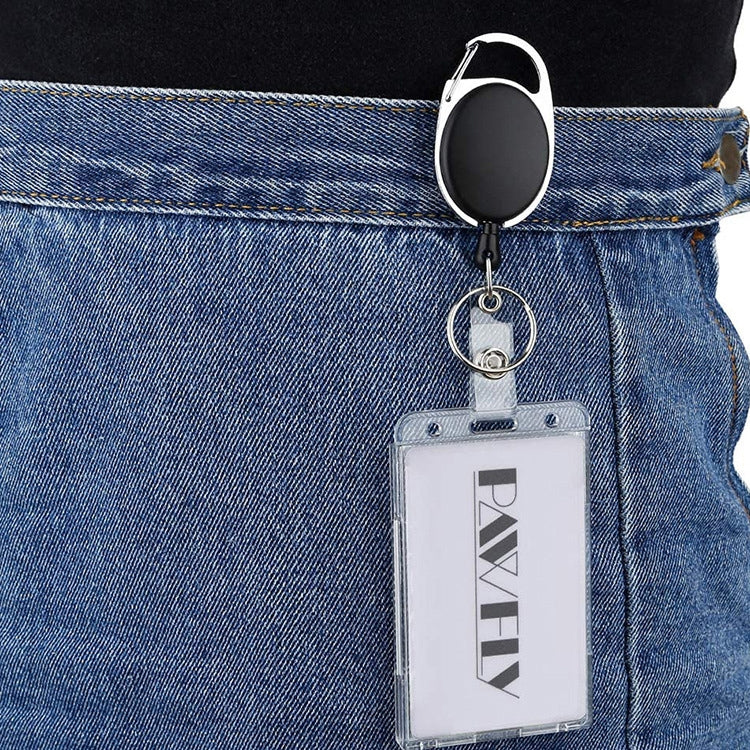 20 PCS Hard Plastic ID Badge Card Holder Integrated Injection Molded Transparent Double-sided Card Holder, Vertical Type PS