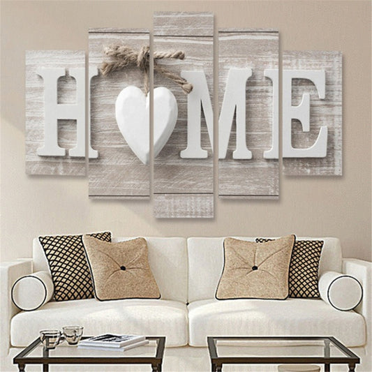 5 PCS Canvas Printing Love HOME Frameless Wall Art Pictures for Home Living Room Bedroom Decoration, 20x30cm x2,20x40cm x2,20x50cm x1, 20x35cm x2,20x45cm x2,20x55cm x1, 25x40cm x2,25x50cm x2,25x60cm x1, 30x40cm x2,30x60cm x2,30x80cm x1
