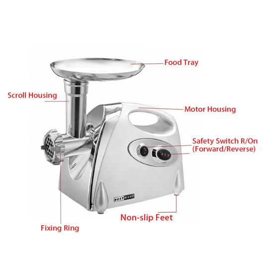 MGB -120A 250W Household Electric Multi-function Stainless Steel Kitchen Sausage Twisting Machine Meat Grinder, MGB -120A White, MGB -120A Black