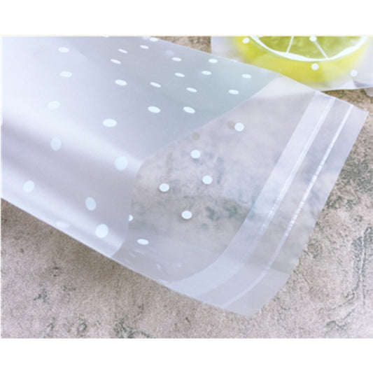 100pcs / Pack Plastic Transparent Cellophane Bags Polka Dot Candy Cookie Gift Bag with DIY Self Adhesive Pouch Celofan Bags for Party, 5.5x5.5cm, 7x7cm, 8x10cm, 10x10cm, 10x15cm