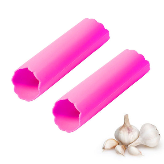 2 PCS Kitchen Peeling Garlic Press Garlic Peeler Does Not Hurt the Hand Silicone Garlic Peeler, Green, Red, Blue