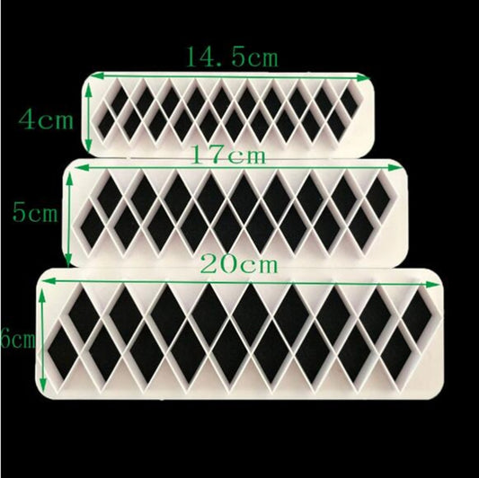 2 PCS Chocolate Cake Geometric Puzzle Embossed Strip Foundation Shape Graphic Biscuit Mold Stamping Tool, Four-sided Diamond, Jigsaw, Hexagon, Square, Regular Triangle, Oblique Triangle