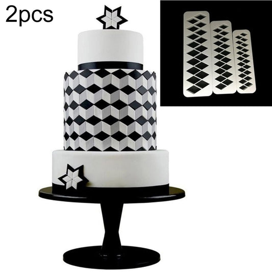 2 PCS Chocolate Cake Geometric Puzzle Embossed Strip Foundation Shape Graphic Biscuit Mold Stamping Tool, Four-sided Diamond, Jigsaw, Hexagon, Square, Regular Triangle, Oblique Triangle