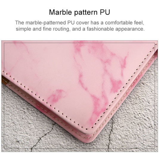 A5 pink marble-pattern PU notebook cover with stitched corners