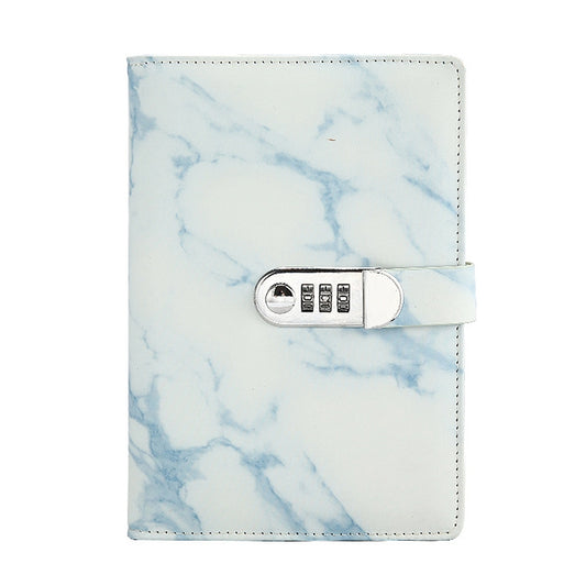 A5 blue marble-pattern password lock notebook with 3-digit code lock buckle