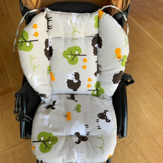 Baby Stroller Cotton Cushion Universal Shock-proof Thick Warm Infant Dining Chair Baby Cushion in Autumn and Winter, Blue Animal, Blue Bear, Pink Bear, Gray Sheep