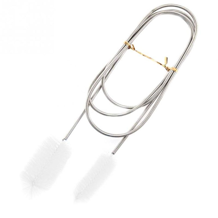 White long-hair pipe cleaning brush with stainless steel spring wire