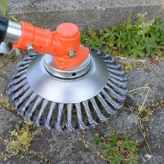 Lawn Mower Twisted Grass Wheel Steel Wire Grass Head Weeding Tray, 6 Inches, 8 Inches
