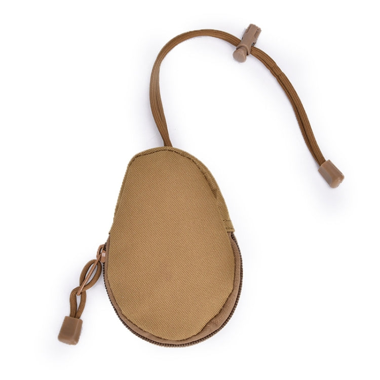 Brown zippered mini key and coin pouch with lanyard cords and key clip