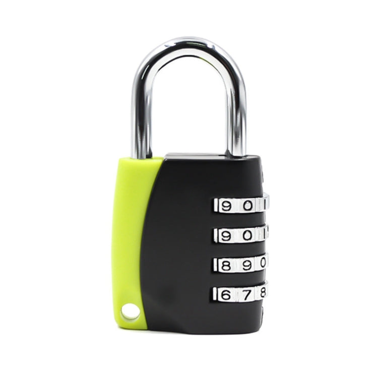 Black four-digit combination padlock with neon green sides and 4-number dial